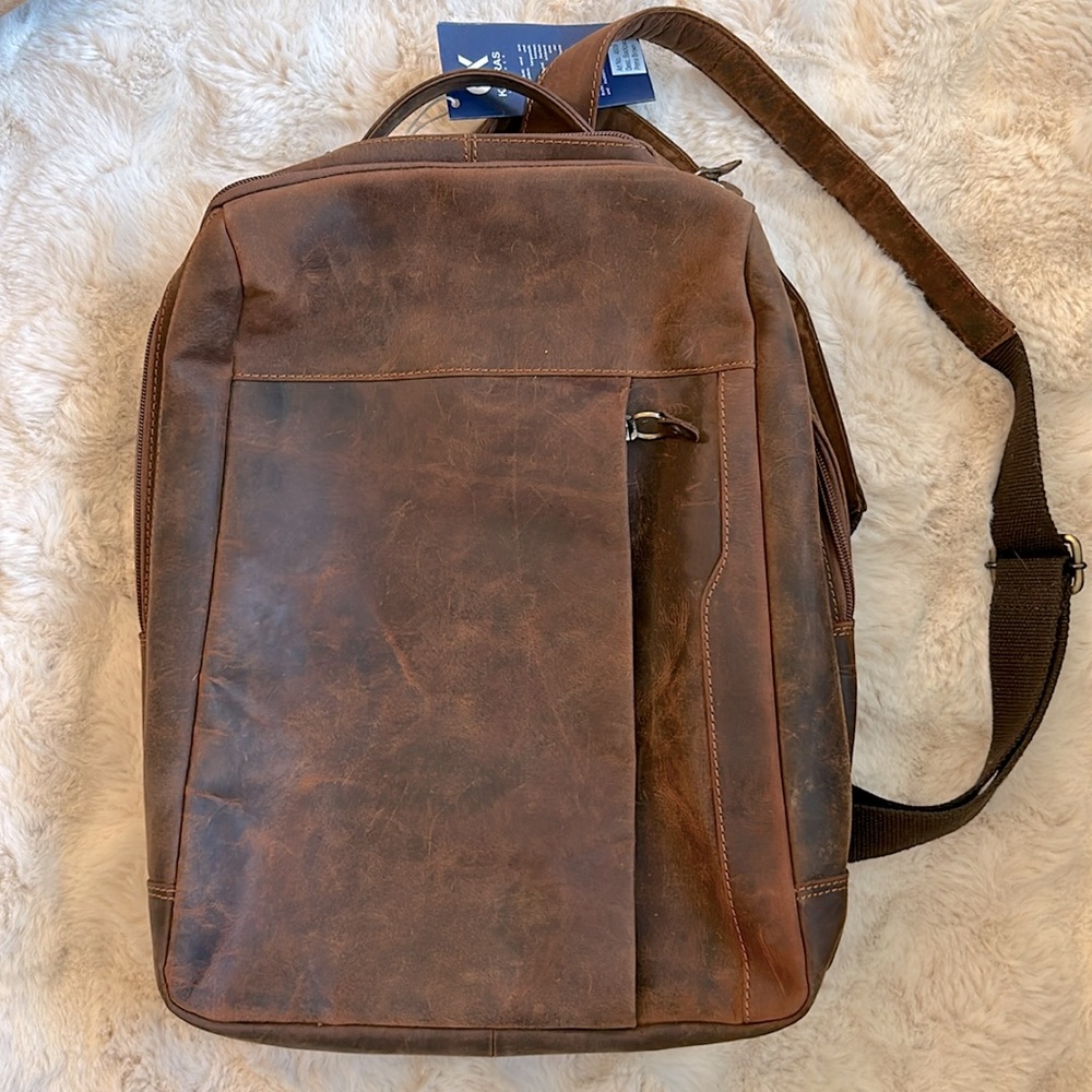 New Greek Leather Backpack Laptop Bag
